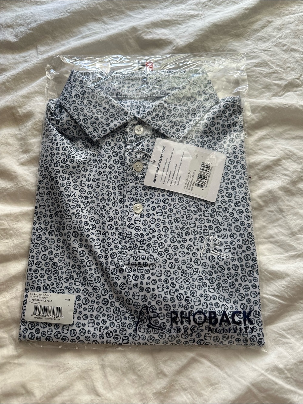 Rhoback NWT Navy Micro-Print Polo